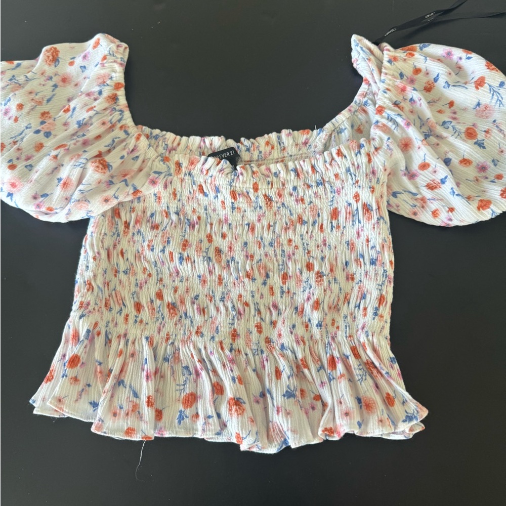 Floral Smocked Off-Shoulder Top